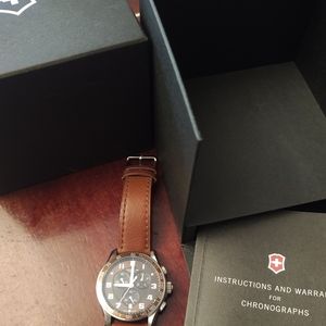 Victorinox Chrono Classic Brown Dial Leather Watch